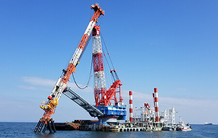 Cranes for piling into the seabed